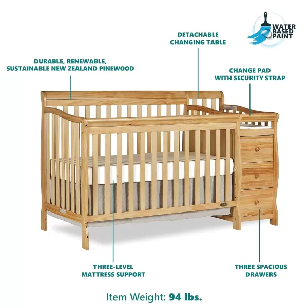 Dream On Me 5 in 1 Brody Convertible Crib with Changer