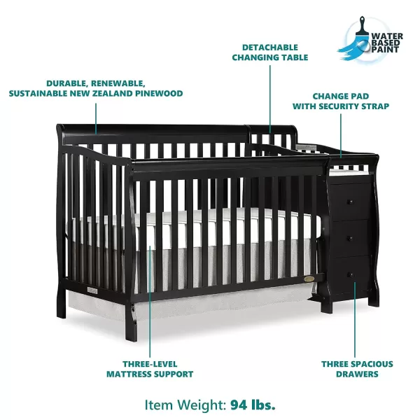 Dream On Me 5 in 1 Brody Convertible Crib with Changer