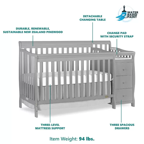 Dream On Me 5 in 1 Brody Convertible Crib with Changer