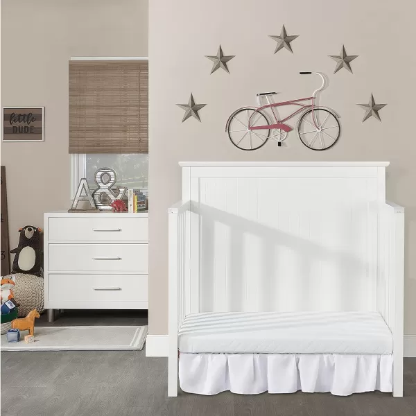 Dream On Me Ava 4-in-1 Convertible Mini Crib in Pebble Grey, 635-PG, Greenguard Gold Certified, Non-Toxic Finish, Comes with 1" Mattress Pad, with 3 Mattress Height Settings