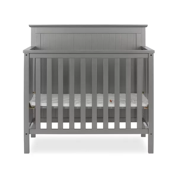 Dream On Me Ava 4-in-1 Convertible Mini Crib in Pebble Grey, 635-PG, Greenguard Gold Certified, Non-Toxic Finish, Comes with 1" Mattress Pad, with 3 Mattress Height Settings