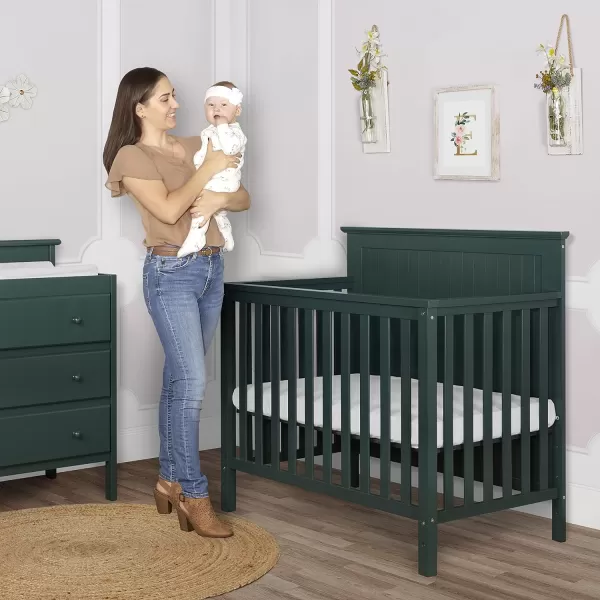 Dream On Me Ava 4-in-1 Convertible Mini Crib in Pebble Grey, 635-PG, Greenguard Gold Certified, Non-Toxic Finish, Comes with 1" Mattress Pad, with 3 Mattress Height Settings