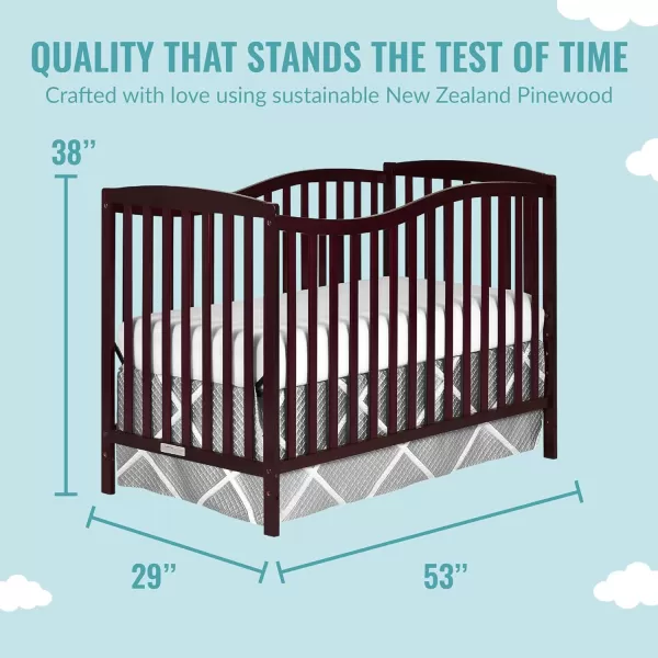 Dream On Me Chelsea 5-In-1 Convertible Crib In Espresso, JPMA Certified