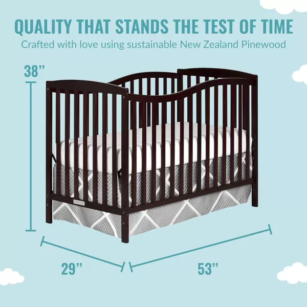 Dream On Me Chelsea 5-In-1 Convertible Crib In Espresso, JPMA Certified