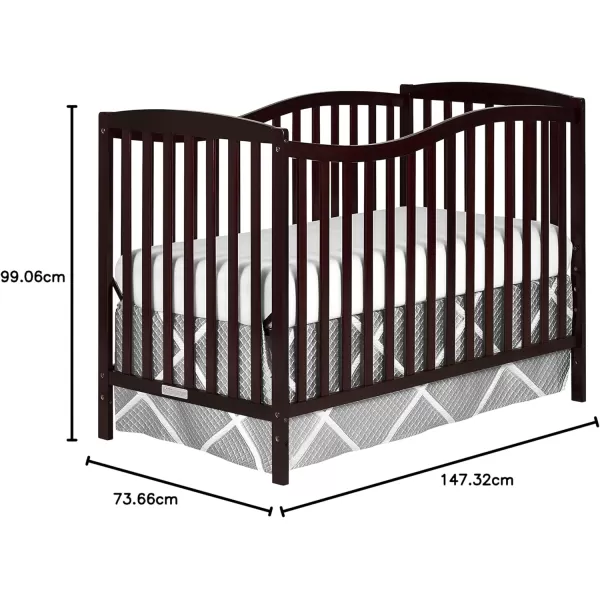 Dream On Me Chelsea 5-In-1 Convertible Crib In Espresso, JPMA Certified