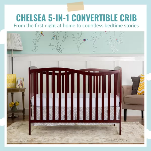 Dream On Me Chelsea 5-In-1 Convertible Crib In Espresso, JPMA Certified