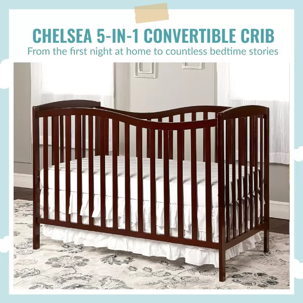 Dream On Me Chelsea 5-In-1 Convertible Crib In Espresso, JPMA Certified