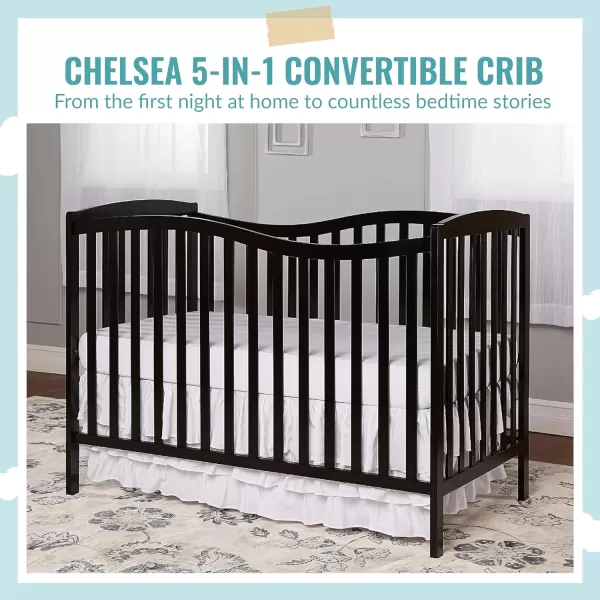 Dream On Me Chelsea 5-In-1 Convertible Crib In Espresso, JPMA Certified