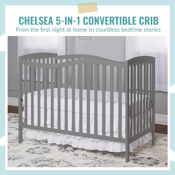 Dream On Me Chelsea 5-In-1 Convertible Crib In Espresso, JPMA Certified