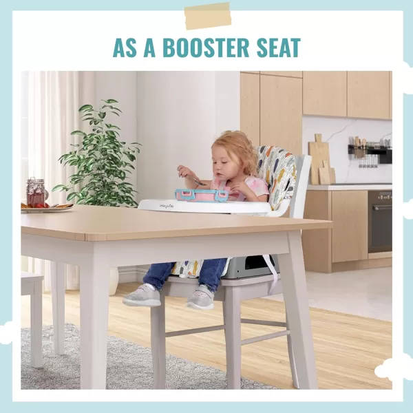 Dream On Me Curio Sit N Seek 3 in 1 Convertible Baby High Chair in Grey, Removable and Adjustable Tray, Portable High Chair, Adjustable Legs, Detachable Footrest, PU Fabric &amp; 5 Point Safety Harness