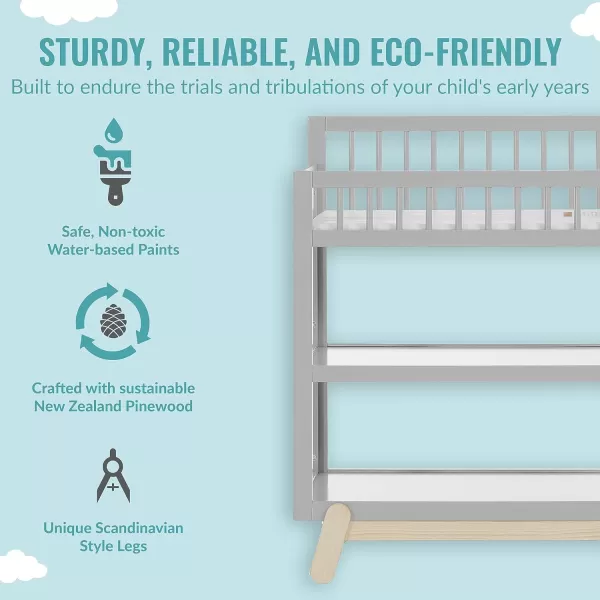 Dream On Me Hygge 5-in-1 Convertible Crib in Pebble Grey Oak, JPMA &amp; Greenguard Gold Certified, Made of Sustainable Pinewood, Easy to Clean, Safe Wooden Nursery Furniture