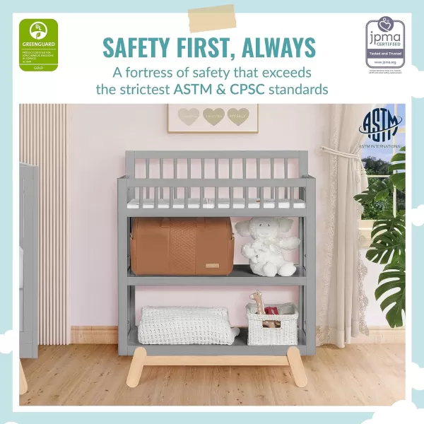 Dream On Me Hygge 5-in-1 Convertible Crib in Pebble Grey Oak, JPMA &amp; Greenguard Gold Certified, Made of Sustainable Pinewood, Easy to Clean, Safe Wooden Nursery Furniture