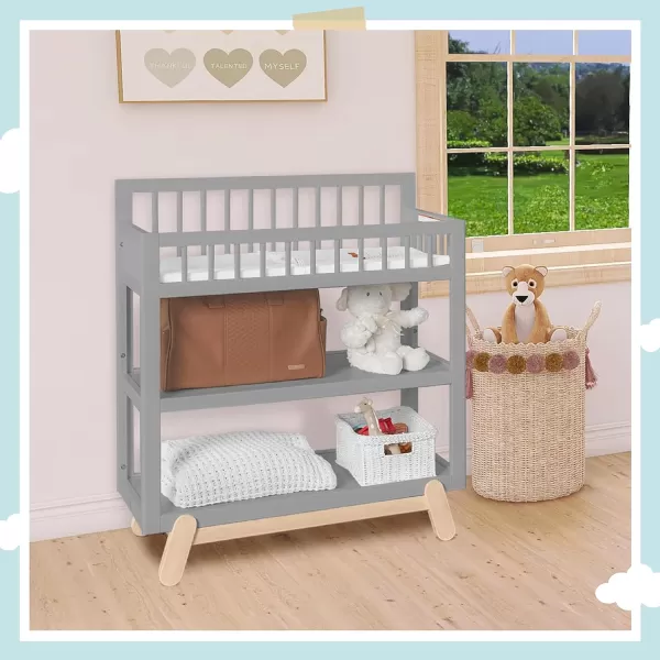 Dream On Me Hygge 5-in-1 Convertible Crib in Pebble Grey Oak, JPMA &amp; Greenguard Gold Certified, Made of Sustainable Pinewood, Easy to Clean, Safe Wooden Nursery Furniture