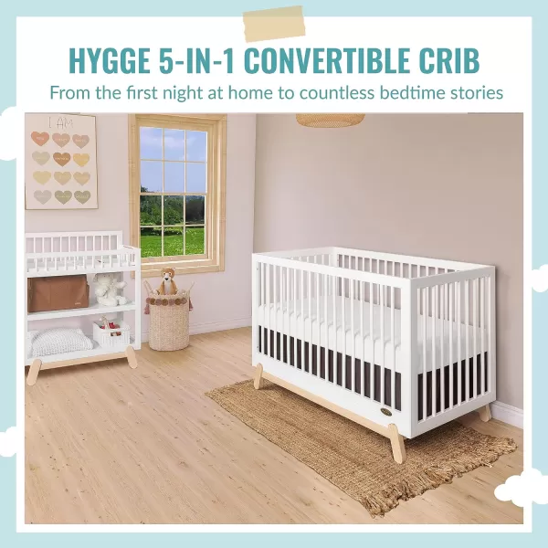 Dream On Me Hygge 5-in-1 Convertible Crib in Pebble Grey Oak, JPMA &amp; Greenguard Gold Certified, Made of Sustainable Pinewood, Easy to Clean, Safe Wooden Nursery Furniture