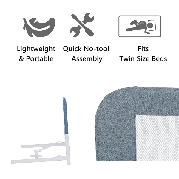 Dream On Me Lightweight Mesh Security Adjustable Bed Rail with Breathable Mesh Fabric in White