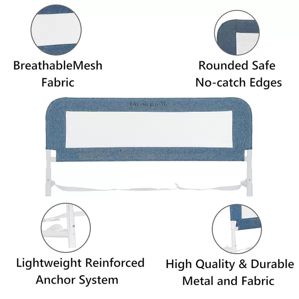 Dream On Me Lightweight Mesh Security Adjustable Bed Rail with Breathable Mesh Fabric in White