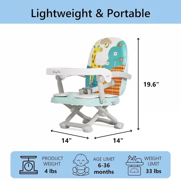 Dream On Me Munch N Go Booster Seat for Dining Table, Lightweight Compact Fold Travel Booster Seat, 3-in-1 Convertible, Four Level Height Adjustment and Easy Tray Removal