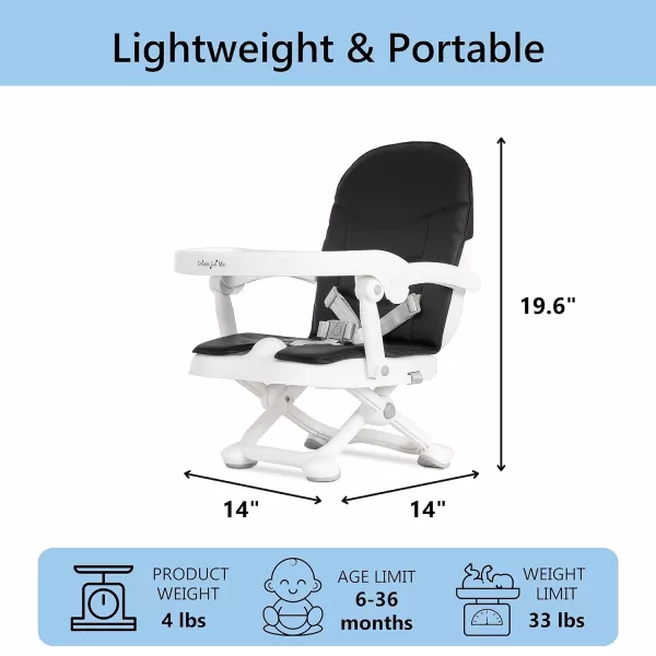 Dream On Me Munch N Go Booster Seat for Dining Table, Lightweight Compact Fold Travel Booster Seat, 3-in-1 Convertible, Four Level Height Adjustment and Easy Tray Removal