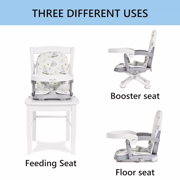 Dream On Me Munch N Go Booster Seat for Dining Table, Lightweight Compact Fold Travel Booster Seat, 3-in-1 Convertible, Four Level Height Adjustment and Easy Tray Removal