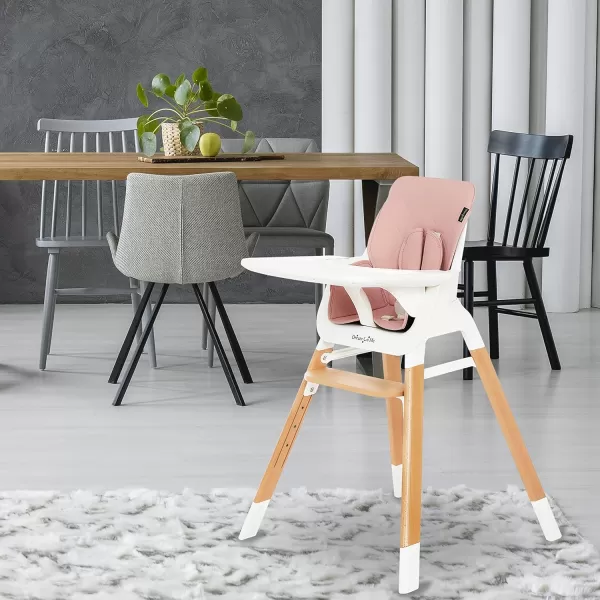 Dream On Me Nibble Wooden Compact High Chair in Light Grey | Light Weight | Portable |Removable seat Cover I Adjustable Tray I Baby and Toddler