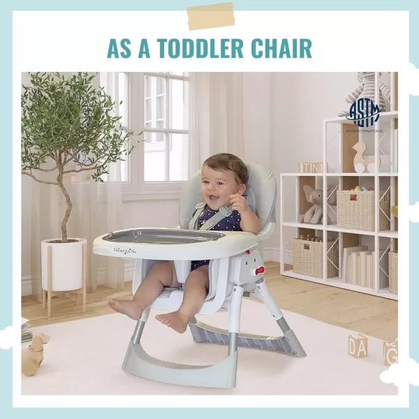 Dream On Me Portable 2-in-1 Tabletalk High Chair, Convertible Compact High Chair, Light Weight Portable Highchair, Grey