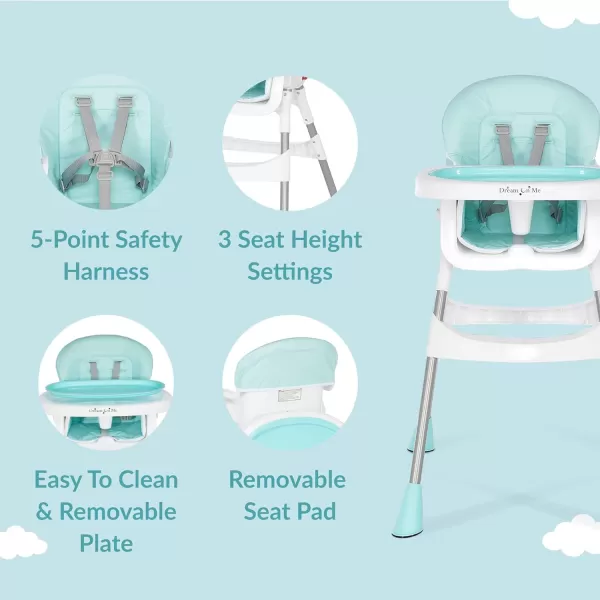 Dream On Me Portable 2-in-1 Tabletalk High Chair, Convertible Compact High Chair, Light Weight Portable Highchair, Grey