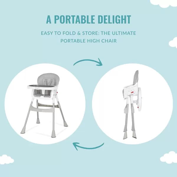 Dream On Me Portable 2-in-1 Tabletalk High Chair, Convertible Compact High Chair, Light Weight Portable Highchair, Grey