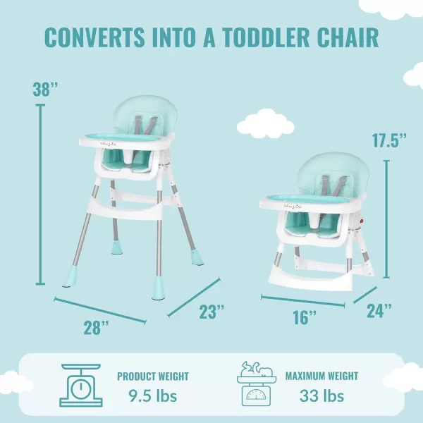 Dream On Me Portable 2-in-1 Tabletalk High Chair, Convertible Compact High Chair, Light Weight Portable Highchair, Grey