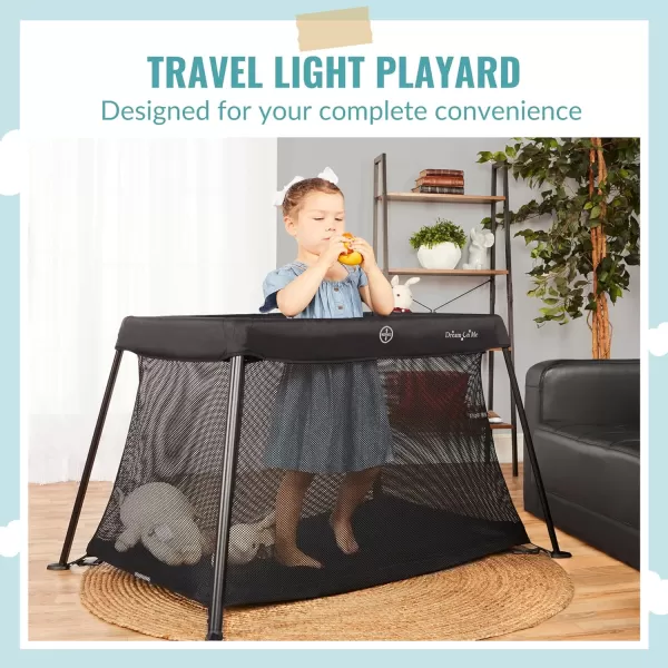 Dream On Me Travel Light Playard with Mesh Zipper Door in Grey