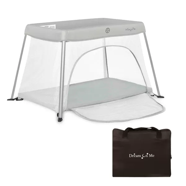 Dream On Me Travel Light Playard with Mesh Zipper Door in Grey