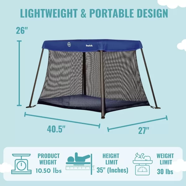 Dream On Me Travel Light Playard with Mesh Zipper Door in Grey