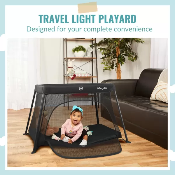 Dream On Me Travel Light Playard with Mesh Zipper Door in Grey