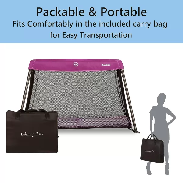 Dream On Me Travel Light Playard with Mesh Zipper Door in Grey