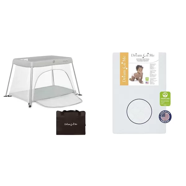 Dream On Me Travel Light Playard with Mesh Zipper Door in Grey