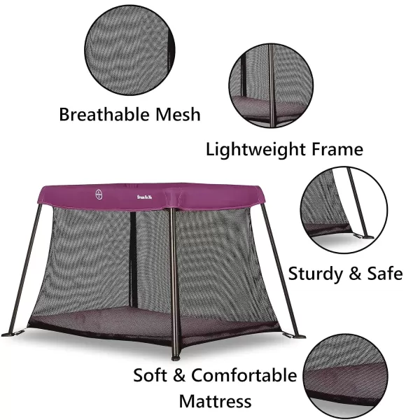 Dream On Me Travel Light Playard with Mesh Zipper Door in Grey