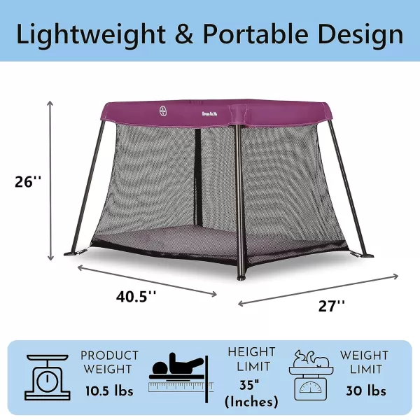 Dream On Me Travel Light Playard with Mesh Zipper Door in Grey