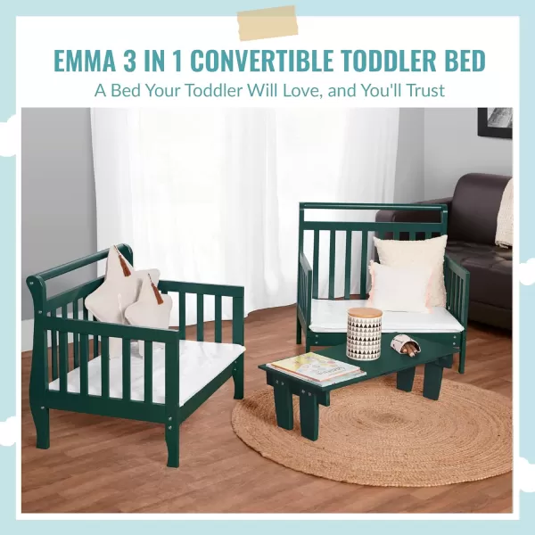 Emma 3 in 1 Convertible Toddler Bed in White