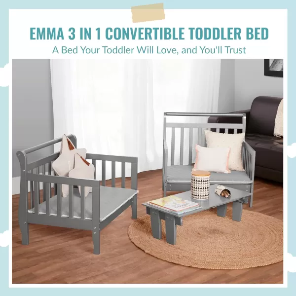 Emma 3 in 1 Convertible Toddler Bed in White