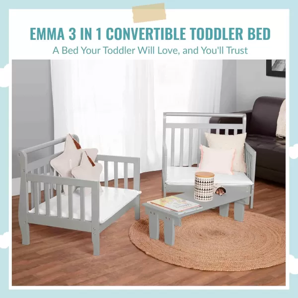 Emma 3 in 1 Convertible Toddler Bed in White