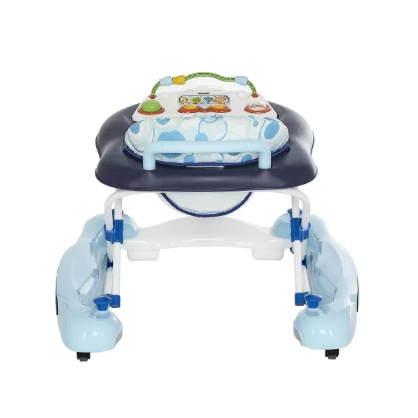 Go-Getter Baby Walker and Walk Behind Walker, Adjustable Seat Height, Comfortable Padded Seat, Easy to Fold, Pack and Store, Detachable Fun Tray, Blue