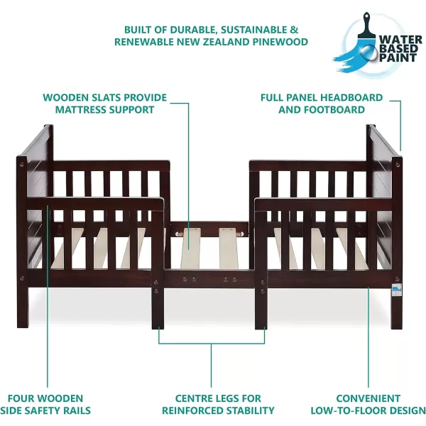 Hudson 3 In 1 Convertible Toddler Bed In White, Greenguard Gold Certified, JPMA Certified, Non Toxic Finishes, Made of Sustainable New Zealand Pinewood