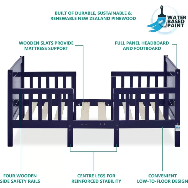 Hudson 3 In 1 Convertible Toddler Bed In White, Greenguard Gold Certified, JPMA Certified, Non Toxic Finishes, Made of Sustainable New Zealand Pinewood