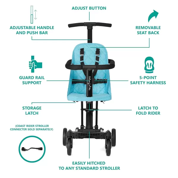 Lightweight And Compact Coast Rider Stroller With One Hand Easy Fold, Adjustable Handles And Soft Ride Wheels, Grey