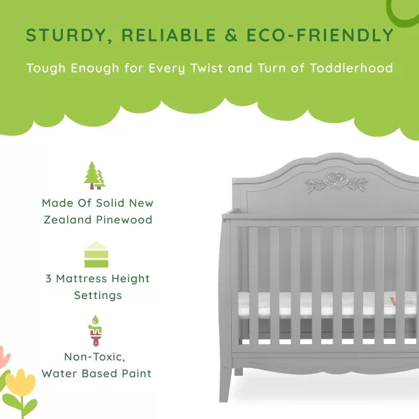 Nursery Essentials Bundle of Sweetpea Baby Rose 4-in-1 Convertible Mini Crib, Sweetpea Baby Jasmine Changing-Table, with a Dream On Me Sunset 3” Extra Firm Fiber Portable Crib Mattress