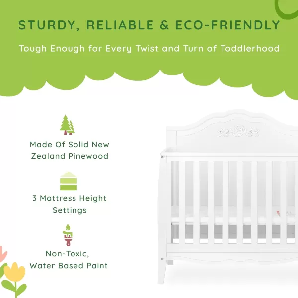 Nursery Essentials Bundle of Sweetpea Baby Rose 4-in-1 Convertible Mini Crib, Sweetpea Baby Jasmine Changing-Table, with a Dream On Me Sunset 3” Extra Firm Fiber Portable Crib Mattress