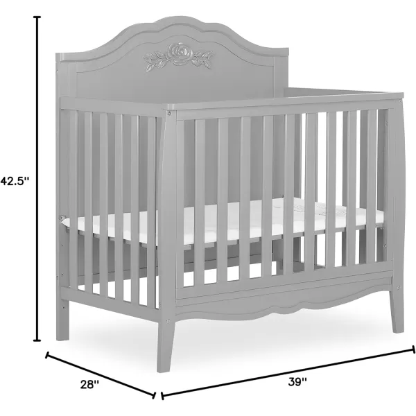 Nursery Essentials Bundle of Sweetpea Baby Rose 4-in-1 Convertible Mini Crib, Sweetpea Baby Jasmine Changing-Table, with a Dream On Me Sunset 3” Extra Firm Fiber Portable Crib Mattress