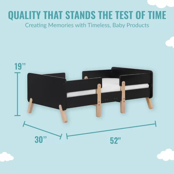 Osko Convertible Toddler Bed Made with Sustainable New Zealand Pinewood in Black, JPMA &amp; Greenguard Gold Certified, Non-Toxic Finish