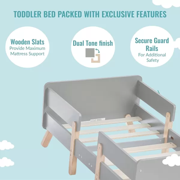 Osko Convertible Toddler Bed Made with Sustainable New Zealand Pinewood in Black, JPMA &amp; Greenguard Gold Certified, Non-Toxic Finish