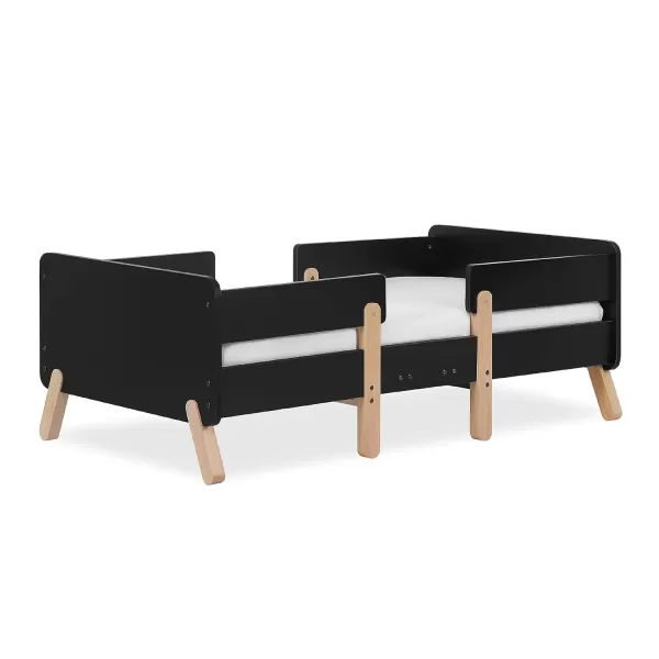 Osko Convertible Toddler Bed Made with Sustainable New Zealand Pinewood in Black, JPMA &amp; Greenguard Gold Certified, Non-Toxic Finish