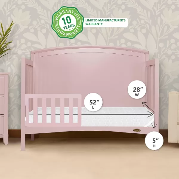 Portland 3 In 1 Convertible Toddler Bed in Pink, Greenguard Gold Certified, 56x29x28 Inch 